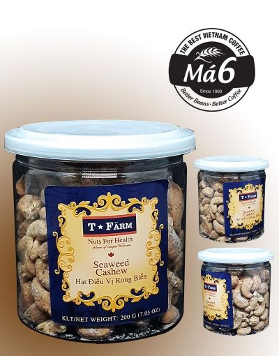  Premium SEAWEED Dried Baked Export Cashew Nuts Dried Style SEAWEED CASHEW T-FARM - JAR 200GR from Vietnam
